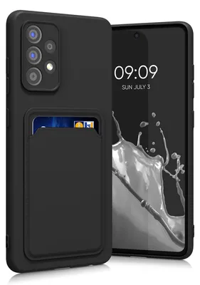 Produktbild von kwmobile Handyhülle für Samsung Galaxy A52 / A52 5G / A52s 5G Hülle mit Kartenfach - TPU Case - Kabelloses Laden - Schutzhülle Cover in Schwarz