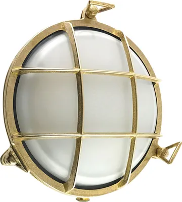 Produktbild von Wandleuchte außen Glas Messing E27 IP64 rund Ø 24 cm in Weiß Maritim Kellerlampe