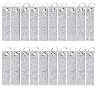 20 Filz-Schlüsselanhänger grau, blank, DIY, personalisierbar, 13x3 cm