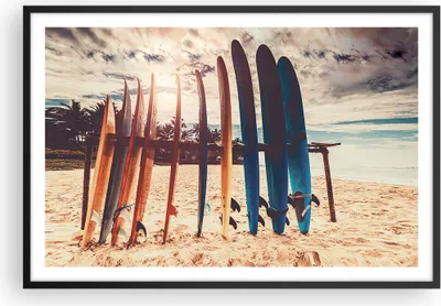 Produktbild von Gerahmtes Poster - Schwarzer Rahmen - Surfen Strand Board - 91,5x61 cm - Wand Bild - Wanddeko - Wandbilder - Kunstposter - Wandposter - Bilderrahmen - Bilder - Kunstdruck - P2BAA91x61-4992