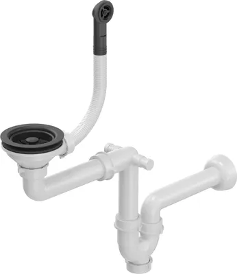 Produktbild von QUADRON POWER COLOR Abfluss der Spüle mit 1-Kammer-Siphon, Siphon für Granit Küchenspüle mit Ablaufschlauch, Farbe: Pure Carbon