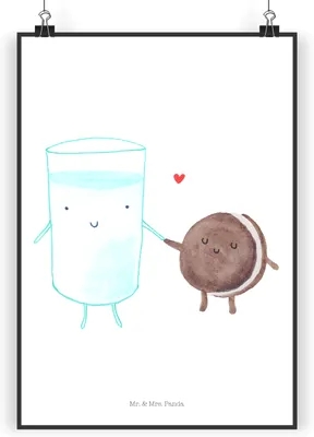 Produktbild von Mr. & Mrs. Panda Bild Milch Keks DIN A4 - Weiß - Geschenk, Cookie, drucke, Kekse, wanddeko, Kaffee, Plakat, Milk, Lustige Sprüche, Wandbild, Wanddekoration