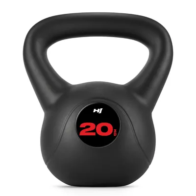 Produktbild von Hop-Sport Kettlebell 20kg, Vinyl Kugelhante, ergonomischer Griff, Schwunghantel in Größen von 4–20 kg, Krafttraining Zuhause für Damen & Herren