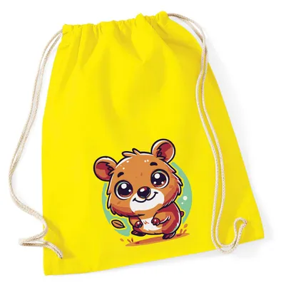 Produktbild von Huuraa Turnbeutel Quokka Comic 12 Liter Yellow Baumwolle Rucksack Geschenkidee