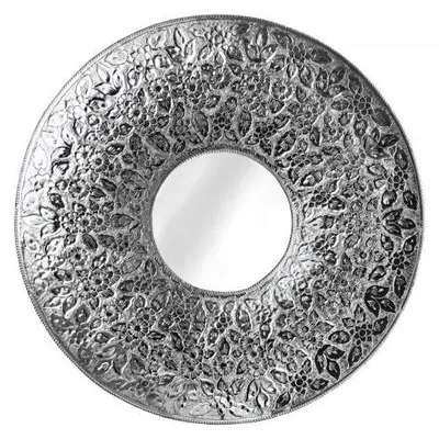 Produktbild von Decorativer runder Wandspiegel aus Aluminium in Silber 81 cm