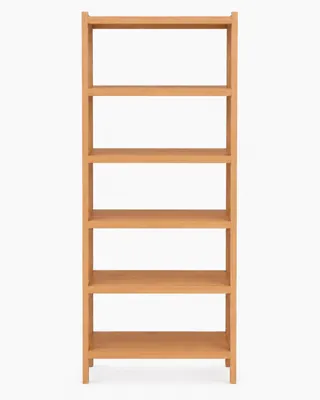 Zdjęcie produktu dla Regał z drewna bukowego, 6 półek, wymiary 213x80x43 cm, wysoki regał z drewna bukowego, dwuczęściowy, półki pełne