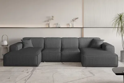 Produktbild von Wohnlandschaft Sofa U-Form CELES PREMIUM XS in Stoff Scala Anthrazit