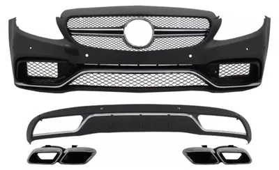Produktbild von Frontstoßstange Diffusor Tipps Chrom für Mercedes C W205 S205 2014-2018 C63 Look.