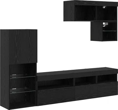 Produktbild von vidaXL TV-Wandgeräte 6 pcs Schwarz Eichen-Optik Holzwerkstoff