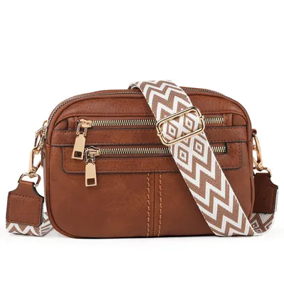 Produktbild von Schultertasche Umhängetasche Damen Mittelgroß tasche mit Weich Breiter Gurt Damen Handtasche mit Verstellbarer Schulterriemen (Dunkelbraun)