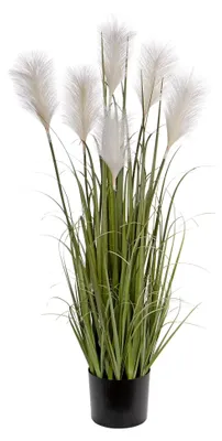 Produktbild von Künstliches Pampasgras, Hochdekoratives Kunstgras, 100 cm, Ziergras im Topf, Tischdekoration, Weiß