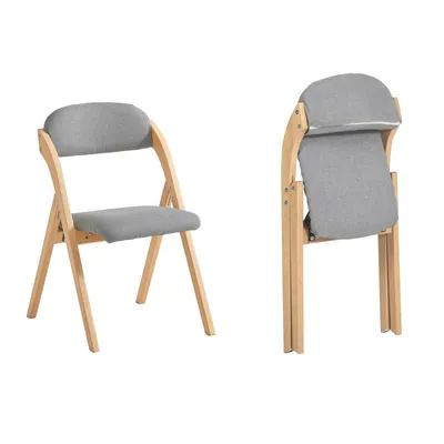 Zdjęcie produktu dla SoBuy Krzesło Składane Drewniane Tapicerowane Zestaw 2 Ergonomiczne Krzesło Kuchenne Krzesło Jadalniane Składane Oszczędność Miejsca Gotowe Do Kuchni Balkonu Biura FST92-Nx2