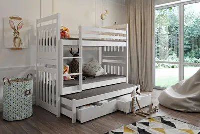 Obrázek produktu pro Dětská patrová postel pro tři 80x180 FALIA - bílá, levé provedení