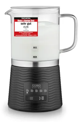 Produktbild von CASO CappuLatte - Design Glas-Milchaufschäumer, cremiger Milchschaum, heiß & kal