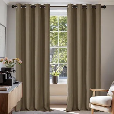 Image de Ibenzoa® : Ensemble de 4 rideaux occultants, 140 x 245 cm, couleur noire – 100 % polyester avec doublure noire, œillets