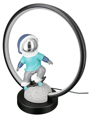 Image de Gilde Tischleuchte (LED), Astronaut, "Apollo", Kunstharz, grau, schwarz, VE 1, L. 14.5 cm, B. 30.5 cm, H. 33 cm 52718 4063387527184