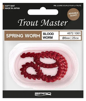 Productafbeelding van Trout Master 6mm Veerworm, 25 cm - Forellenvreter, kleur: Bloedworm
