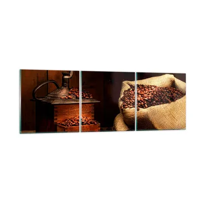 Produktbild von Bilder auf glas - Frühstück Schokolade Kaffee Bohnen - 90x30cm - Glasbilder - Wandbilder - Kunstdruck - zum Aufhängen bereit - Wanddekoration aus Glas - Glas Bilder - Wandbild auf Glas - GCA90x30-2163