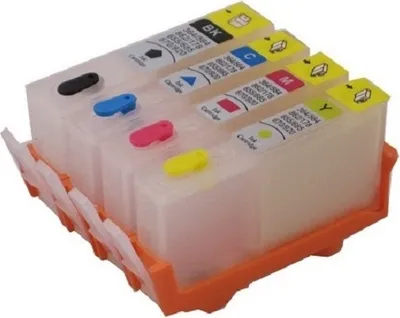 Image de Cartouches d'encre rechargeables comme HP 903 XL black, cyan, magenta, yellow avec puces, 4 cartouches d'imprimante rechargeables pour OfficeJet 6950, Officejet Pro 6868, 6950, 6960, 6970, 6975, 6978