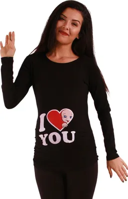 Produktbild von M.M.C. Umstandslangarmshirt I Love You mit Motiv, L, Schwarz