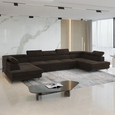 Produktbild von Masseno Ecksofa URMANO mit Schlaffunktion U-Form, Sofa mit Bettkasten, Wohnzimmersofa, Couch, Soffa, Bettsofa, Couchgarnitur- Braun, MONOLITH 29