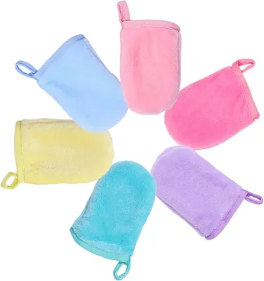 Obrázek produktu pro Sada 6 flanelových žínek, 13 x 9 cm, vícebarevné, opakovaně použitelné, jemné na obličej a do lázní
