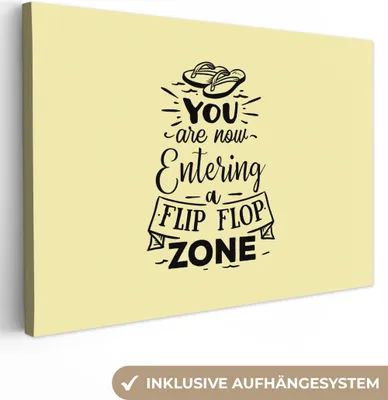 Produktbild von OneMillionCanvasses® - Leinwandbilder - 140x90 cm, Sommer - Pantoffeln - Gelb, Wandbilder Kunstdruck Wanddekoration