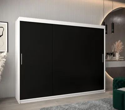 Produktbild von Schwebetürenschrank mit einer Breite von 250 cm TIMEA – Weiß/Schwarz