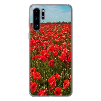 Produktbild von MuchoWow® Handyhülle Schutzhülle Hülle für Huawei P30 Pro Eine Wiese voller Mohnblumen Silikon Softcase Handy Hülle - Schutzdeckel