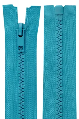 1 Reißverschluss 5mm 45 cm teilbar, Profilreißverschluss, Autolock, türkisblau