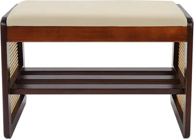Imagen del producto de Zapatero con asiento acolchado y estructura de madera, dimensiones: 60 x 35 x 40 cm