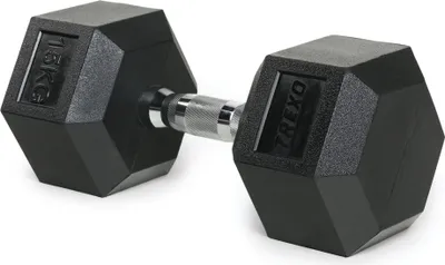 Produktbild von TREXO Hantel 15kg Hexagon Durable gummierte Gusseisen für Krafttraining zu Hause mit ergonomischen Griff stabil und vielseitig Hantel Hex HXD150