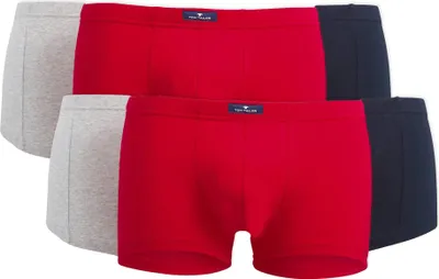 Produktbild von TOM TAILOR Herren Shorts, 6er Pack - X-LASTIC, Boxer Briefs, Pants, Stretch Baumwolle Marine/Rot/Grau 2XL