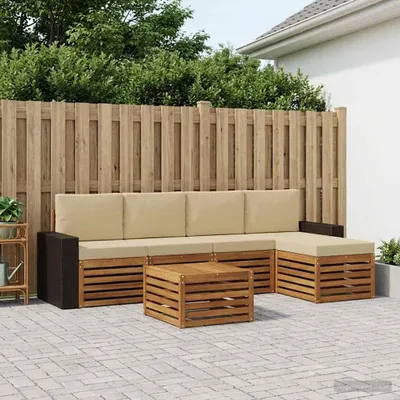 Produktbild von Möbel Outdoor-Sofagarnitur mit Kissen 6 pcs Natur und BeigeGartensofas - Gartensofas c1725