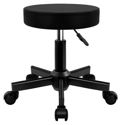 Produktbild von Höhenverstellbarer Rollhocker aus Kunstleder, 45-60 cm, runder Hocker in Schwarz