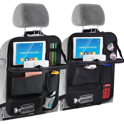 Imagen del producto de Omgoods - 2 unidades de bolsas de almacenamiento para asientos de coche con mesa plegable y red