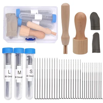 Filznadel-Set mit 30 Nadeln, 3 Größen, Holzgriff, DIY