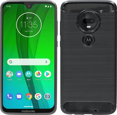 Obrázek produktu pro cofi1453® Silicone Case Carbon kompatibilní s MOTOROLA MOTO G7 TPU Case Soft Mobile Phone Case Cover Protective Cover Black