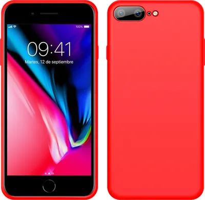 Image de Coque pour iPhone 8 Plus, coque de protection en silicone liquide résistante aux chocs et aux rayures pour iPhone 7 Plus / 8 Plus rouge