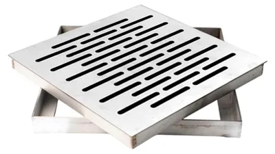 Produktbild von Bodenablaufabdeckung aus Edelstahl mit Rahmen 300 x 300 x 20 mm, quadratisches rutschfestes Ablaufgitter für Küche, Bad und Garten