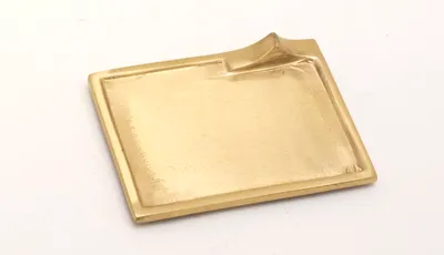 Produktbild von Kerzenteller, Dekoteller rechteckig Messing Gold matt satiniert (Innen 9 x 6 cm)