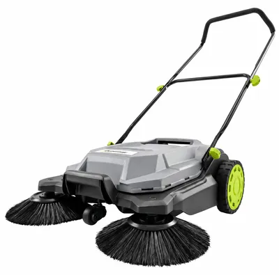 Produktbild von ehrmaschine manuell mit 68 cm Kehrbreite, 24 L Schmutzbehälter, Höhenverstellbar klappbar Griff 3-Bürsten-Kehrsystem