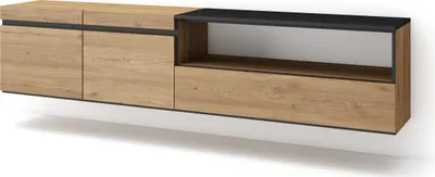 Immagine prodotto di COZY Mobile TV Soggiorno, 200x35x45cm, Per TV fino a 80, da appendere, Rovere e Nero