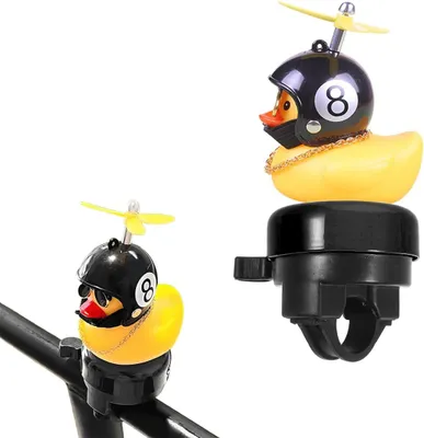 Produktbild von Fahrradklingel Ente mit Propeller, schwarz, für Kinderfahrrad