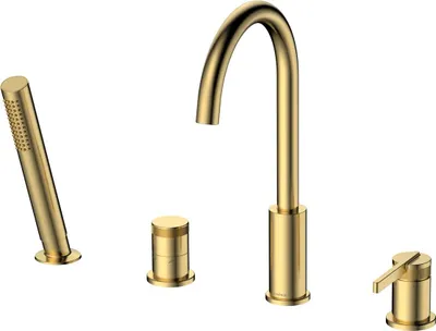Produktbild von Avapax | Badewannenarmatur 4-loch - Gebürstetes Gold - Messing - 1 Stück - Aurevo