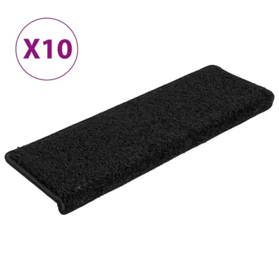 Obrázek produktu pro Schodové rohože 10 ks 65 x 21 x 4 cm černé s obdélníkovým okrajem