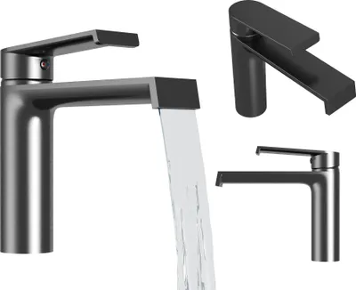 Produktbild von Granitan | Waschtischarmatur Bali - Gun Grey - Elegantes Design - Einhebelmischer - Niedrigprofil