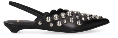 Produktbild von Nyxara Plus Damen Sandale, schwarzes Leder, offene Zehenpartie, mit Nieten
