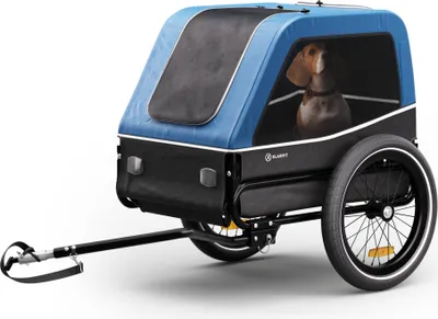 Produktbild von Klarfit Goldie S príves na bicykel pre psa, skladací príves na bicykel so zabudovaným vodítkom, vodoodpudivý, dvojité bezpečnostné uchytenie, odrazky a pláštenka, max 28 kg, modrá