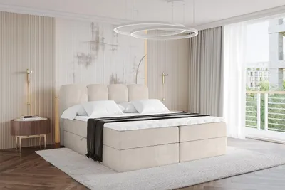 Produktbild von ALTDECOR Boxspringbett - H3 Matratze und Topper - NINA - 160x200 - Beige - Doppelbett, Boxbett, Polsterbett mit Bettkasten mit Stauraum und Kopftei